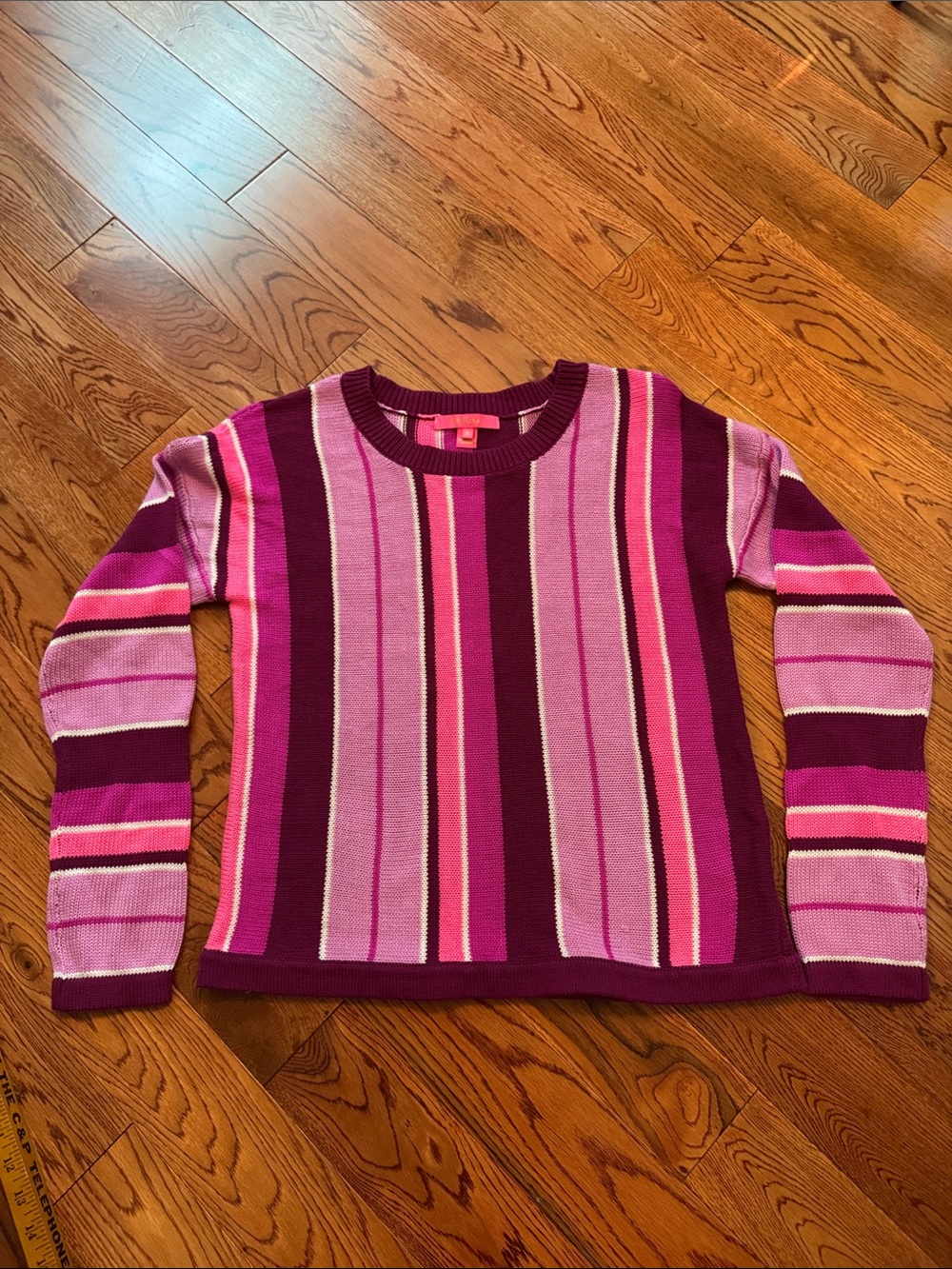 Lilly Pulitzer Striped Crewneck Sweater in Pink and Magenta